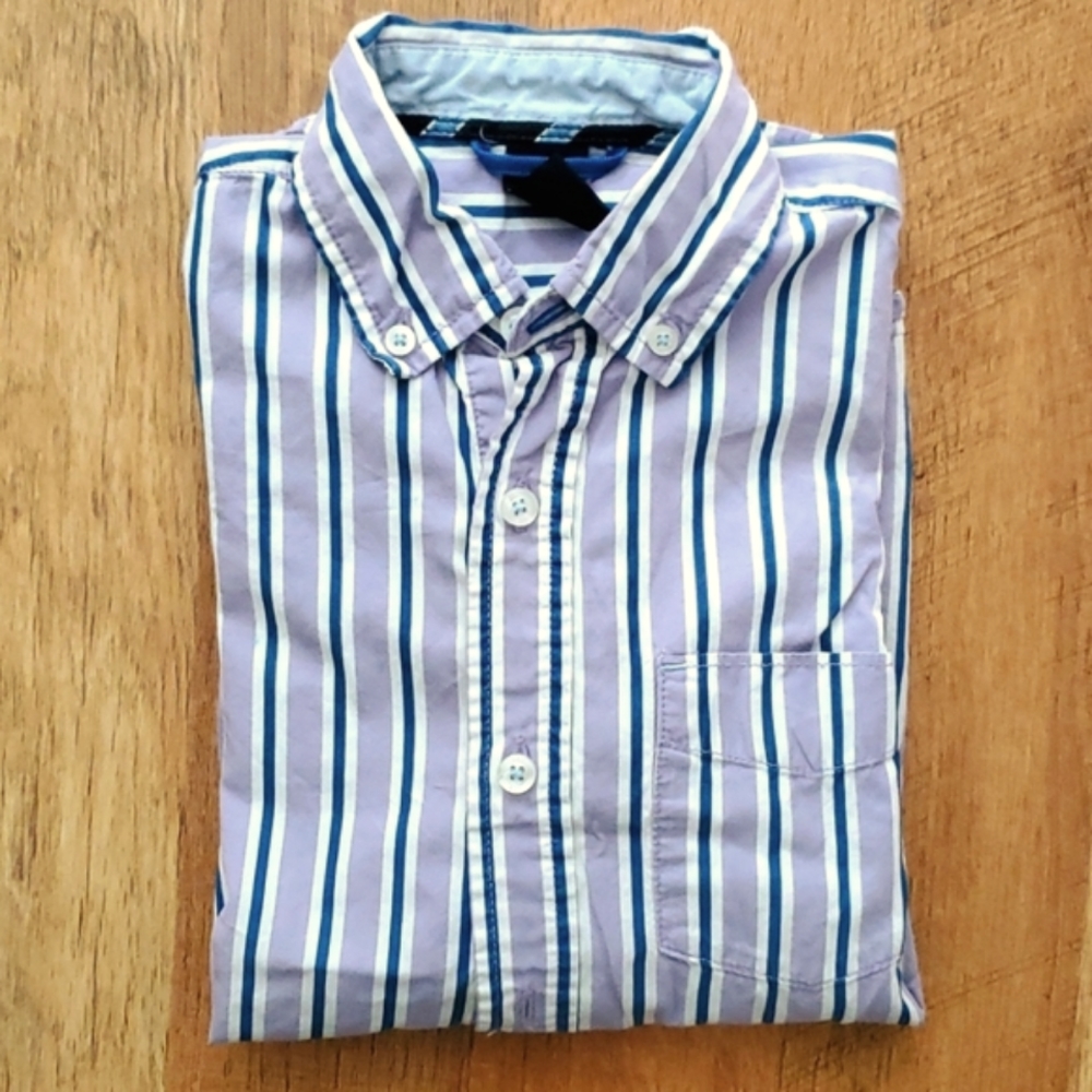 GAP Boys Long Sleeve Purple Striped Buttondown Shirt Size‎ 6-7